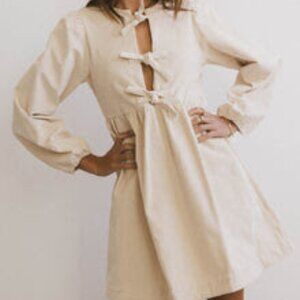 BRAND NEW Tyler Peplum Mini Dress in Ivory Corduroy